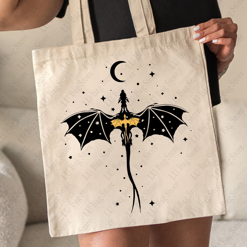 Basgiath War College Dragon Rider Pattern Tote Bag Audekla plecu somas ceļojumiem Ikdienas braucieniem Sieviešu atkārtoti lietojama iepirkumu soma
