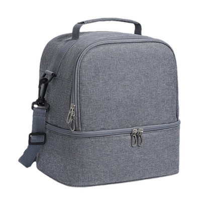 Izolēta pusdienu kastes soma izolēta uzkodu uzglabāšanas soma pludmales pusdienu dzesētāja soma ar plecu siksnu, pārnēsājama liela ietilpība