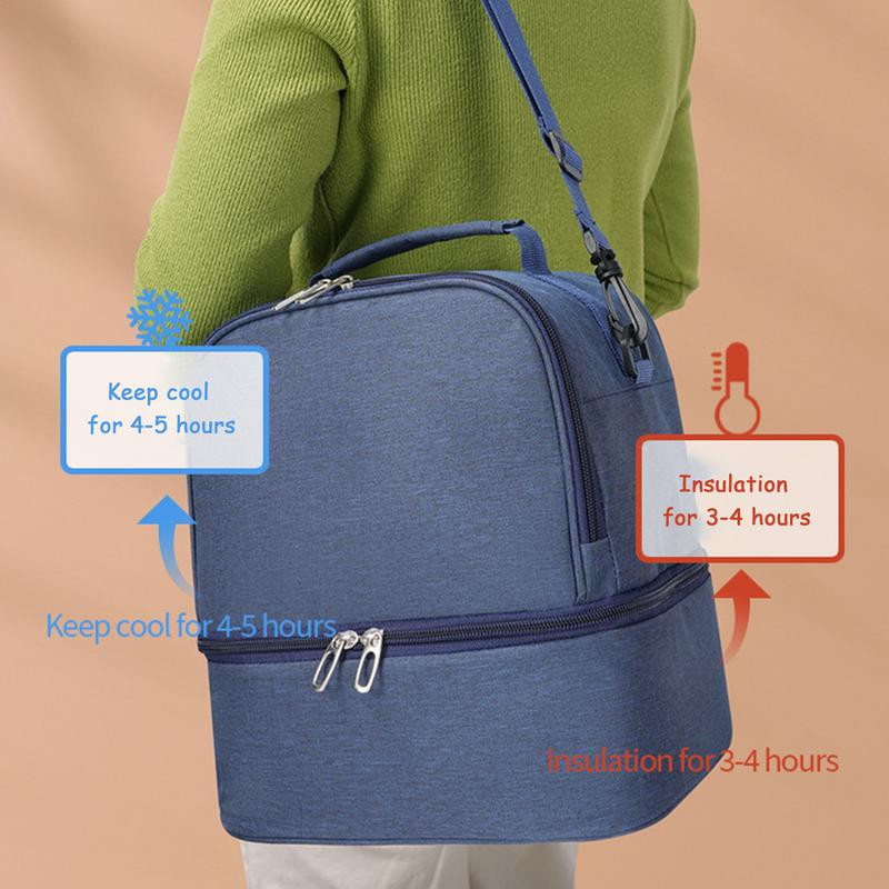 Izolēta pusdienu kastes soma izolēta uzkodu uzglabāšanas soma pludmales pusdienu dzesētāja soma ar plecu siksnu, pārnēsājama liela ietilpība