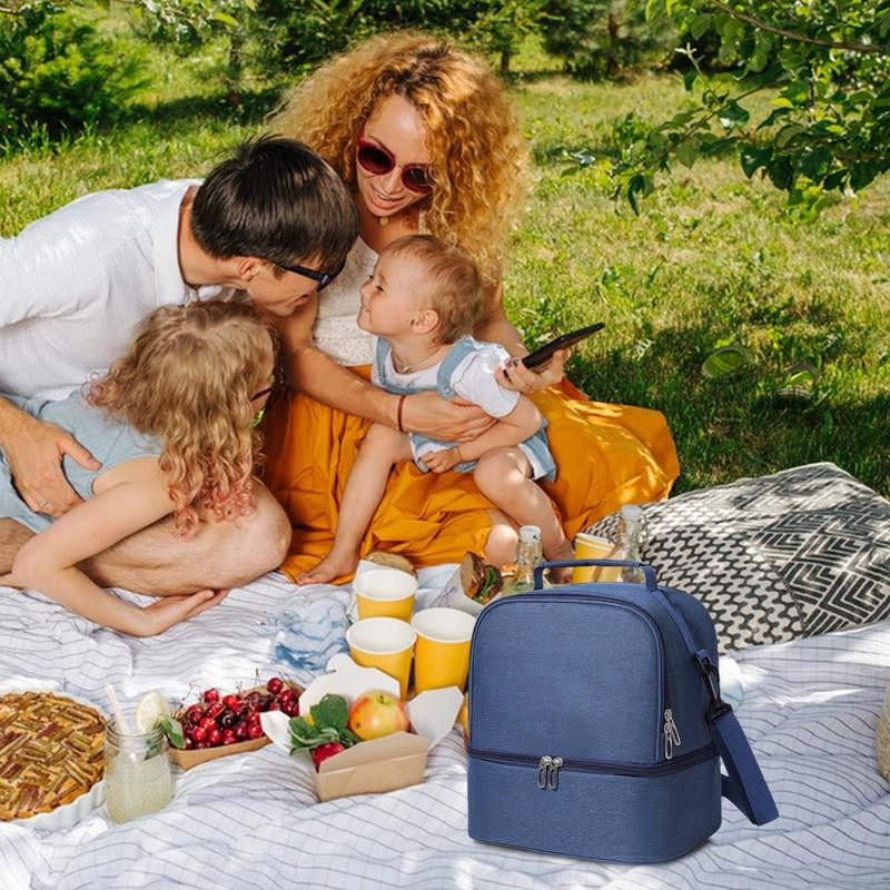 Izolēta pusdienu kastes soma izolēta uzkodu uzglabāšanas soma pludmales pusdienu dzesētāja soma ar plecu siksnu, pārnēsājama liela ietilpība