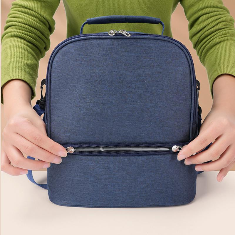 Izolēta pusdienu kastes soma izolēta uzkodu uzglabāšanas soma pludmales pusdienu dzesētāja soma ar plecu siksnu, pārnēsājama liela ietilpība