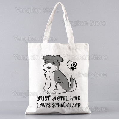 Šnauceru modes audekla soma sievietēm, meitenēm, vienkārša, liela ietilpība, rokassomiņa, plecu soma, kaste Atkārtoti lietojama studentu grāmatu soma