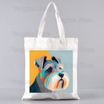 Šnauceru modes audekla soma sievietēm, meitenēm, vienkārša, liela ietilpība, rokassomiņa, plecu soma, kaste Atkārtoti lietojama studentu grāmatu soma