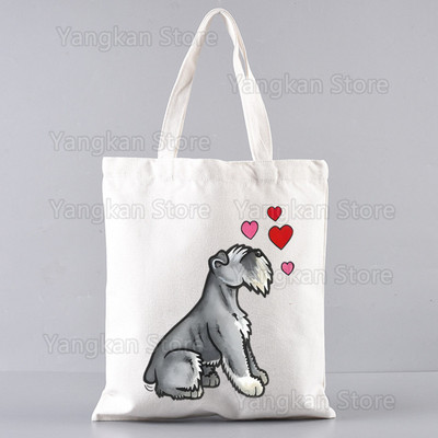 Šnauceru modes audekla soma sievietēm, meitenēm, vienkārša, liela ietilpība, rokassomiņa, plecu soma, kaste Atkārtoti lietojama studentu grāmatu soma