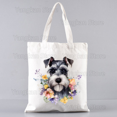 Šnauceru modes audekla soma sievietēm, meitenēm, vienkārša, liela ietilpība, rokassomiņa, plecu soma, kaste Atkārtoti lietojama studentu grāmatu soma