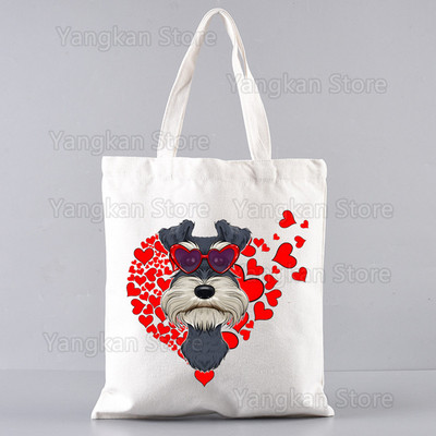 Šnauceru modes audekla soma sievietēm, meitenēm, vienkārša, liela ietilpība, rokassomiņa, plecu soma, kaste Atkārtoti lietojama studentu grāmatu soma