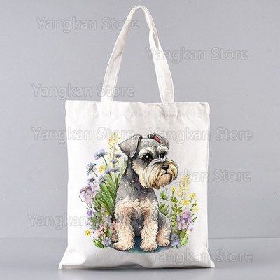 Šnauceru modes audekla soma sievietēm, meitenēm, vienkārša, liela ietilpība, rokassomiņa, plecu soma, kaste Atkārtoti lietojama studentu grāmatu soma