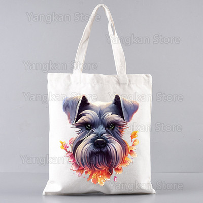 Šnauceru modes audekla soma sievietēm, meitenēm, vienkārša, liela ietilpība, rokassomiņa, plecu soma, kaste Atkārtoti lietojama studentu grāmatu soma