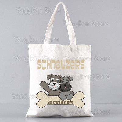 Šnauceru modes audekla soma sievietēm, meitenēm, vienkārša, liela ietilpība, rokassomiņa, plecu soma, kaste Atkārtoti lietojama studentu grāmatu soma