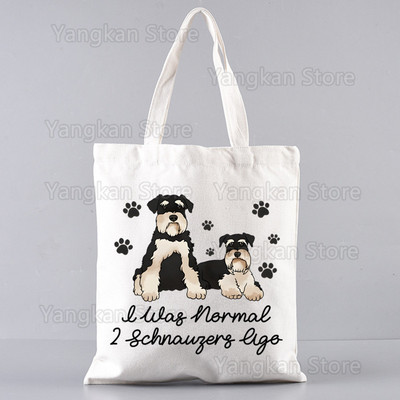 Šnauceru modes audekla soma sievietēm, meitenēm, vienkārša, liela ietilpība, rokassomiņa, plecu soma, kaste Atkārtoti lietojama studentu grāmatu soma