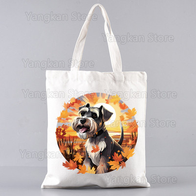 Šnauceru modes audekla soma sievietēm, meitenēm, vienkārša, liela ietilpība, rokassomiņa, plecu soma, kaste Atkārtoti lietojama studentu grāmatu soma