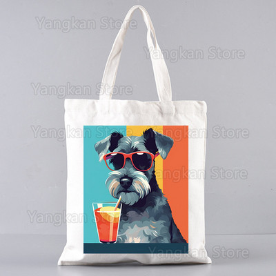 Šnauceru modes audekla soma sievietēm, meitenēm, vienkārša, liela ietilpība, rokassomiņa, plecu soma, kaste Atkārtoti lietojama studentu grāmatu soma