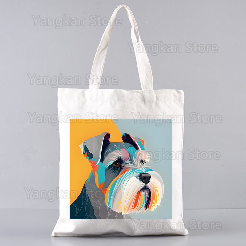 Šnauceru modes audekla soma sievietēm, meitenēm, vienkārša, liela ietilpība, rokassomiņa, plecu soma, kaste Atkārtoti lietojama studentu grāmatu soma