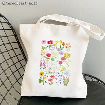 Forget Me Not Blooms Cosmos Flowers Τσάντα Tote Shoulder Lady Bag Harajuku Shopping Canvas Canvas Girl Τσάντα Γυναικεία Τσάντα Shopper Μπλε