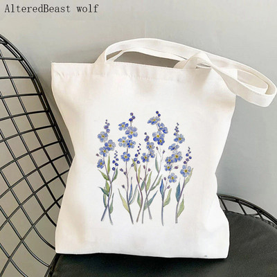 Forget Me Not Blooms Cosmos Flowers Geantă Tote Geantă pentru doamnă Harajuku Cumpărături Geantă din pânză Geanta de mână pentru femei Geantă Shopper Albastru