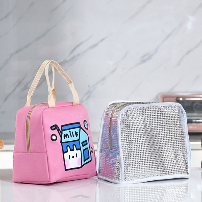 Izolēti aukstummaisi Jauki karikatūras piknika soma liela ietilpības pārtikas soma Karikatūras raksta soma Pusdienu soma Tote Bag Portable