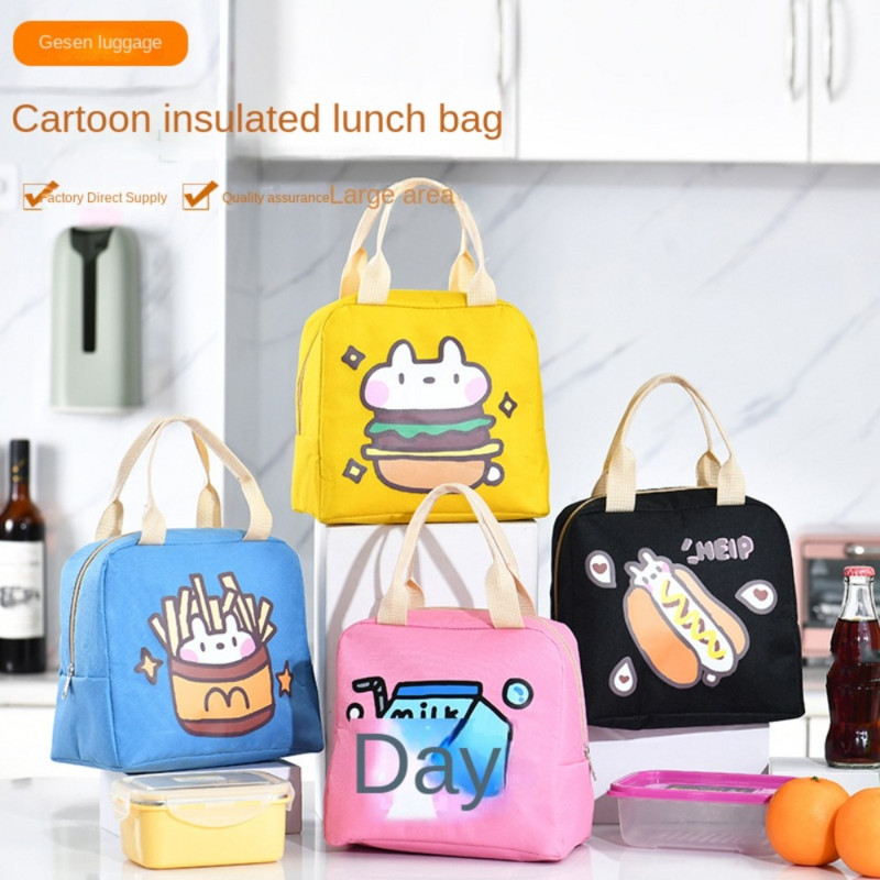 Izolēti aukstummaisi Jauki karikatūras piknika soma liela ietilpības pārtikas soma Karikatūras raksta soma Pusdienu soma Tote Bag Portable