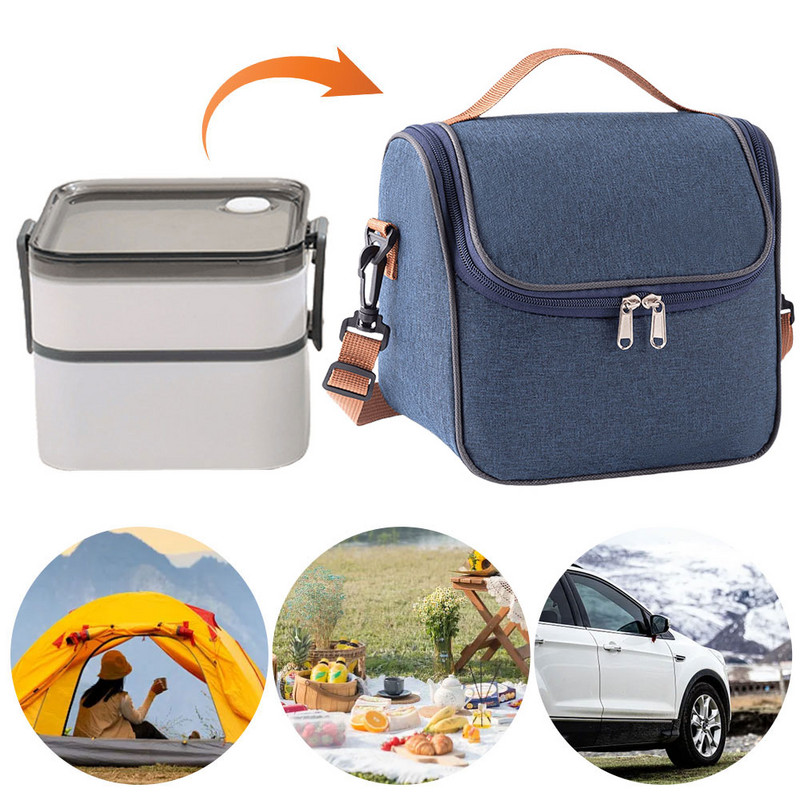 Pusdienu soma izolēta pusdienu kaste Necaurlaidīga pusdienu soma ar plecu siksnu darbam birojā kempingā