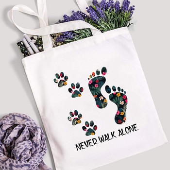 Peace Love Dogs Paw Τσάντα αγορών Mom Life Women Canvas Tote Shopper Τσάντα ώμου Επαναχρησιμοποιήσιμη Αστεία αποθήκευση υψηλής χωρητικότητας Τσάντα