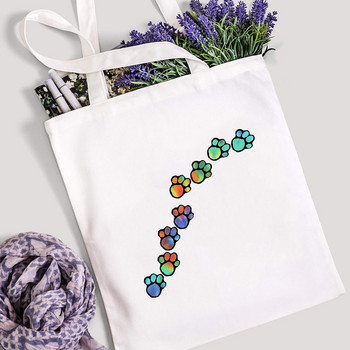 Peace Love Dogs Paw Τσάντα αγορών Mom Life Women Canvas Tote Shopper Τσάντα ώμου Επαναχρησιμοποιήσιμη Αστεία αποθήκευση υψηλής χωρητικότητας Τσάντα