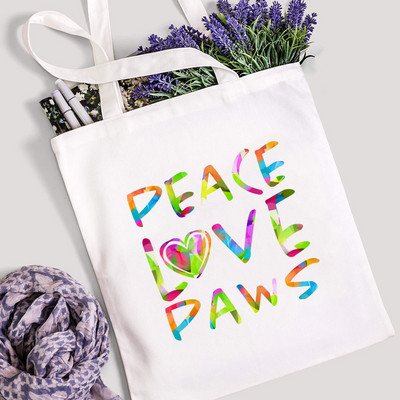 Miers Mīlestība Suņi Ķepa iepirkumu soma Mom Life Women Kanvas Tote Shopper Plecu soma Atkārtoti lietojama Smieklīga uzglabāšana Lielas ietilpības rokassomiņa