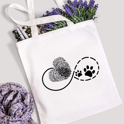 Miers Mīlestība Suņi Ķepa iepirkumu soma Mom Life Women Kanvas Tote Shopper Plecu soma Atkārtoti lietojama Smieklīga uzglabāšana Lielas ietilpības rokassomiņa