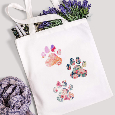 Miers Mīlestība Suņi Ķepa iepirkumu soma Mom Life Women Kanvas Tote Shopper Plecu soma Atkārtoti lietojama Smieklīga uzglabāšana Lielas ietilpības rokassomiņa