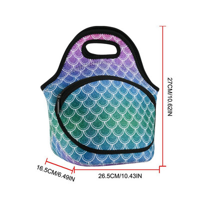 Nova torba za ručak Ženska torbica za kutiju za ručak s printom Izolirana vrećica za ručak za djecu Torba za ručak za odrasle Neoprenska torbica za raznu hranu