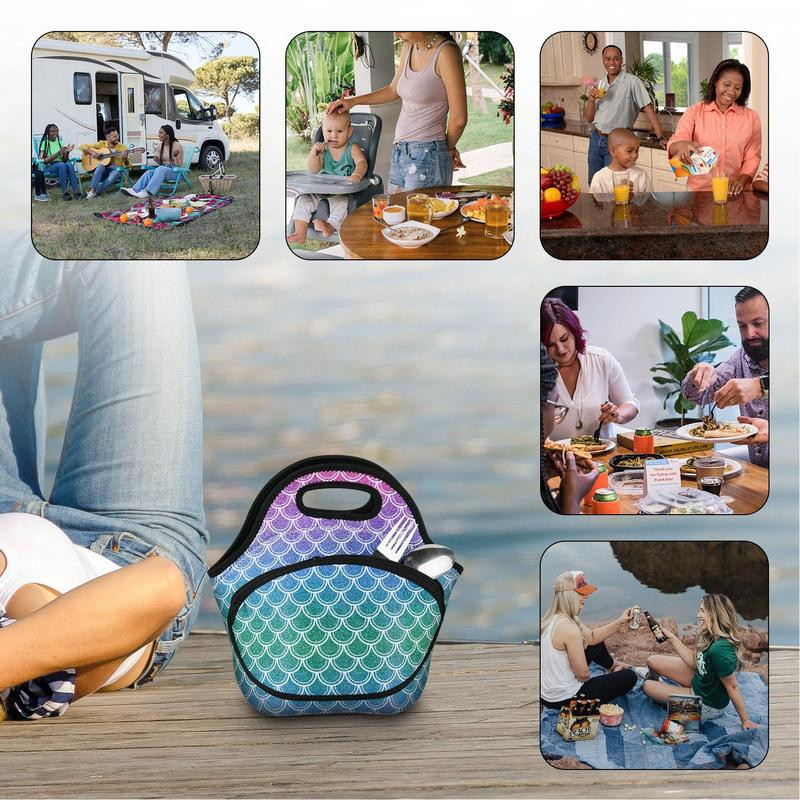 Nova torba za ručak Ženska torbica za kutiju za ručak s printom Izolirana vrećica za ručak za djecu Torba za ručak za odrasle Neoprenska torbica za raznu hranu