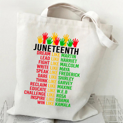 Sieviešu audekla plecu soma Sviniet jūnija padsmito gadu Grafika Iepirkumu somas Melns Vēsture Tote Bags Dream Like Martin Print Rokassomas