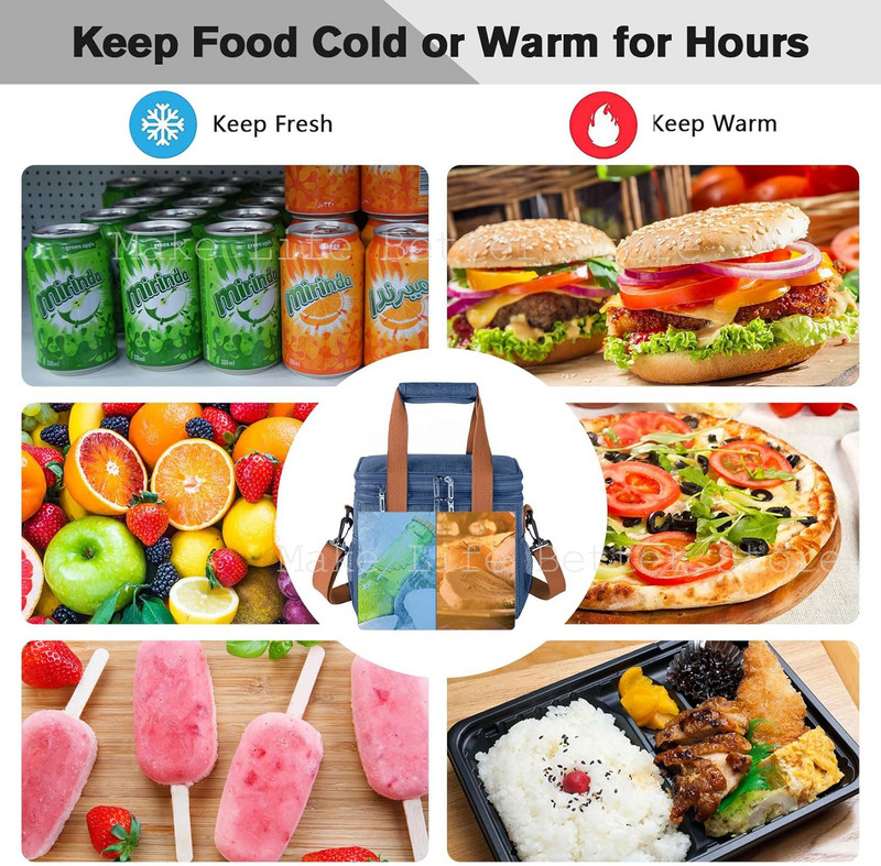Torba za ručak, otporna na curenje, ruksak za ručak, prijenosna termalna torba za ručak, torba za toplinu i hladnoću, izolirana torba za kampiranje, vodootporna torba za obrok