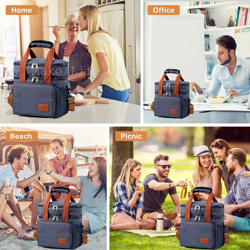 Torba za ručak, otporna na curenje, ruksak za ručak, prijenosna termalna torba za ručak, torba za toplinu i hladnoću, izolirana torba za kampiranje, vodootporna torba za obrok