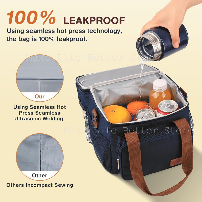Torba za ručak, otporna na curenje, ruksak za ručak, prijenosna termalna torba za ručak, torba za toplinu i hladnoću, izolirana torba za kampiranje, vodootporna torba za obrok