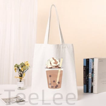 Avatar the last airblend Shopper Bag Print Appa Boba Milk tea Καμβάς Kawaii Tote Τσάντες Τσάντες Γυναικεία Τσάντα αγορών Τσάντες ώμου