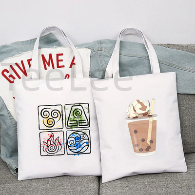 Avatar az utolsó légkeverék Shopper Bag Print Appa Boba Tej tea Canvas Kawaii Tote Bag Kézitáskák Női Bevásárlótáska Válltáskák