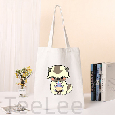 Iemiesojums pēdējais gaisa maisījums Shopper Bag Print Appa Boba Piena tēja Audekls Kawaii Tote Bag Rokassomas Sieviešu iepirkumu soma Plecu somas
