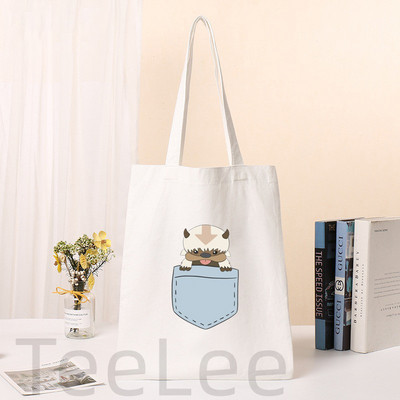 Iemiesojums pēdējais gaisa maisījums Shopper Bag Print Appa Boba Piena tēja Audekls Kawaii Tote Bag Rokassomas Sieviešu iepirkumu soma Plecu somas