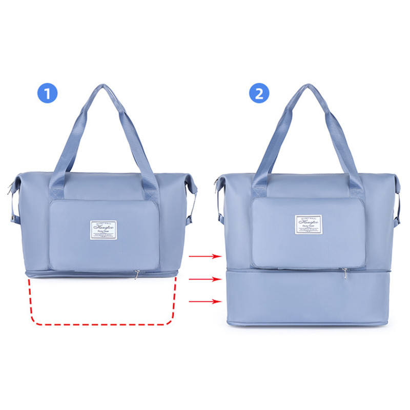 Salokāmas ceļojumu somas Oksfordas auduma ūdensnecaurlaidīga liela ietilpības izvelkama ceļojumu rokassomiņa Unisex Oksfordas sporta zāle Sausā un mitrā atdalīšana