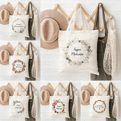 Merci Maitresse French Print Iepirkumu soma Paldies Skolotājam Audekla soma Lielas ietilpības Totes Somas Eko atkārtoti lietojamas rokassomas Dāvana