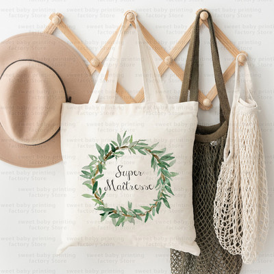 Merci Maitresse French Print Iepirkumu soma Paldies Skolotājam Audekla soma Lielas ietilpības Totes Somas Eko atkārtoti lietojamas rokassomas Dāvana