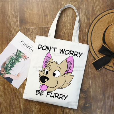 Pūkains iepirkumu maisiņš Sieviešu audekls Tote Somas Apdruka Eco Bag Cartoon Shopper plecu somas Drukāt Atkārtoti lietojams