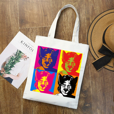 Pūkains iepirkumu maisiņš Sieviešu audekls Tote Somas Apdruka Eco Bag Cartoon Shopper plecu somas Drukāt Atkārtoti lietojams