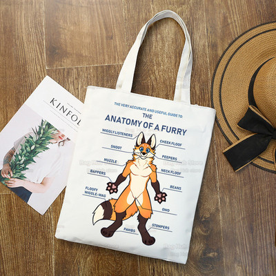 Pūkains iepirkumu maisiņš Sieviešu audekls Tote Somas Apdruka Eco Bag Cartoon Shopper plecu somas Drukāt Atkārtoti lietojams