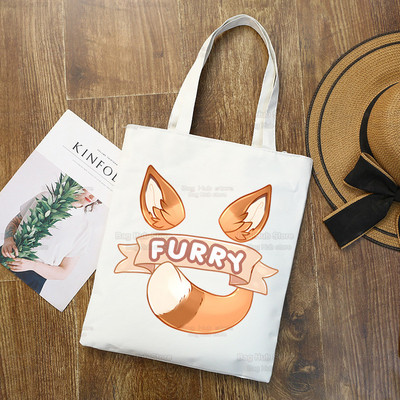 Pūkains iepirkumu maisiņš Sieviešu audekls Tote Somas Apdruka Eco Bag Cartoon Shopper plecu somas Drukāt Atkārtoti lietojams