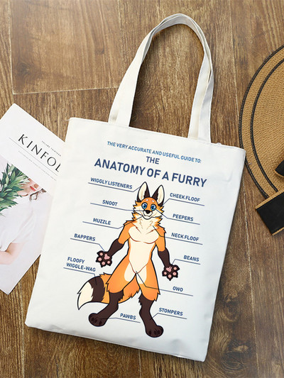 Pūkains iepirkumu maisiņš Sieviešu audekls Tote Somas Apdruka Eco Bag Cartoon Shopper plecu somas Drukāt Atkārtoti lietojams