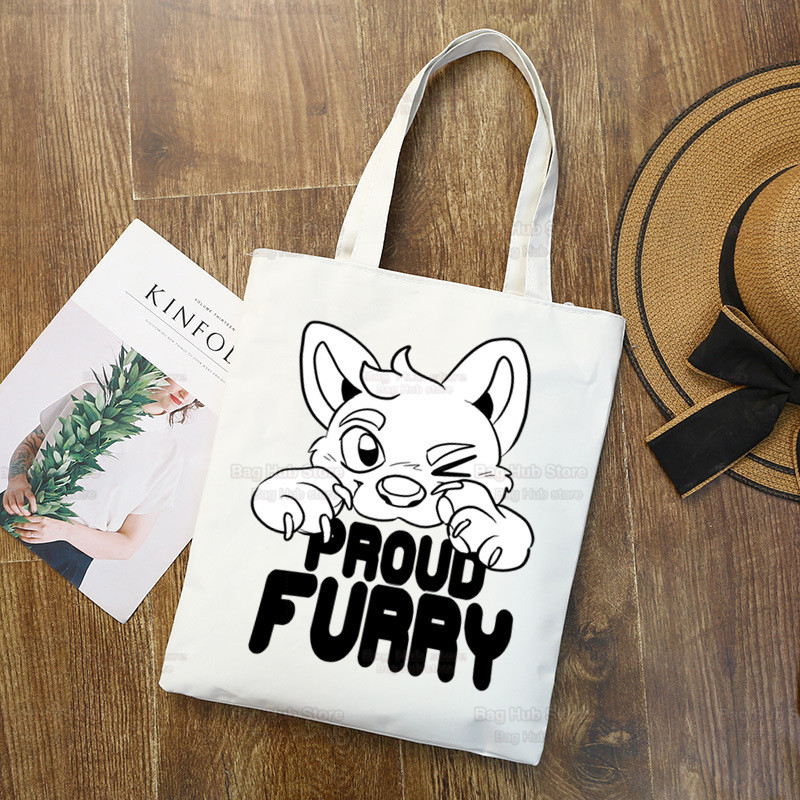 Pūkains iepirkumu maisiņš Sieviešu audekls Tote Somas Apdruka Eco Bag Cartoon Shopper plecu somas Drukāt Atkārtoti lietojams