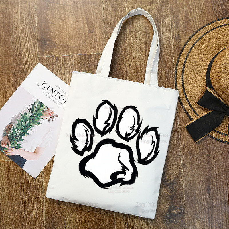 Pūkains iepirkumu maisiņš Sieviešu audekls Tote Somas Apdruka Eco Bag Cartoon Shopper plecu somas Drukāt Atkārtoti lietojams