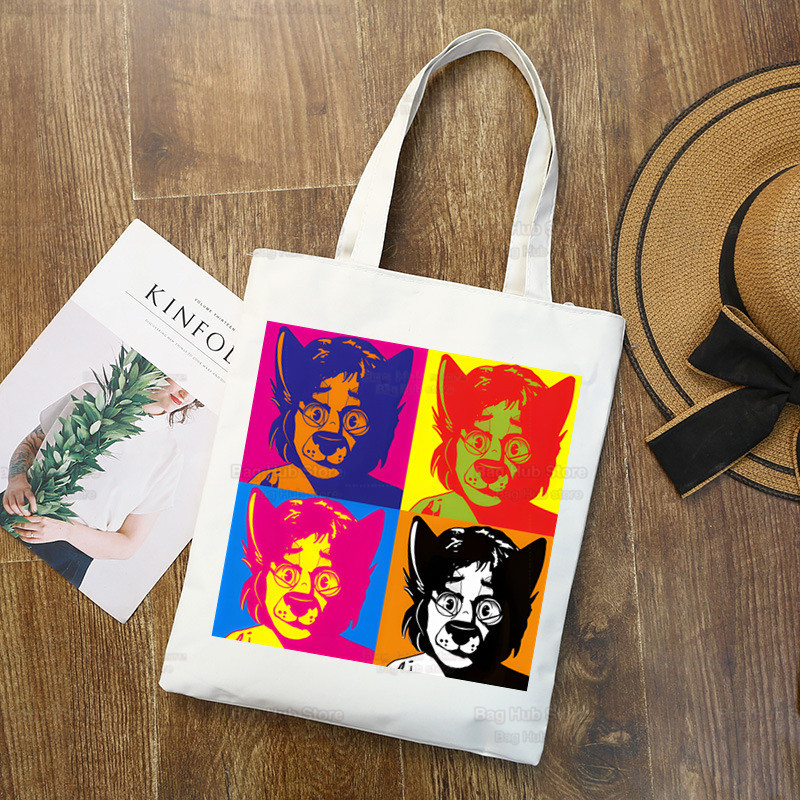 Pūkains iepirkumu maisiņš Sieviešu audekls Tote Somas Apdruka Eco Bag Cartoon Shopper plecu somas Drukāt Atkārtoti lietojams