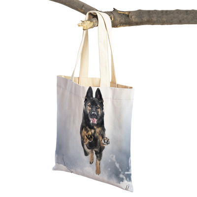 Τσάντες ώμου German Shepherd Both Sides Fashion Lady Shopping Πτυσσόμενες Casual Pet Dog Γυναικεία τσάντα ταξιδιού Tote τσάντα