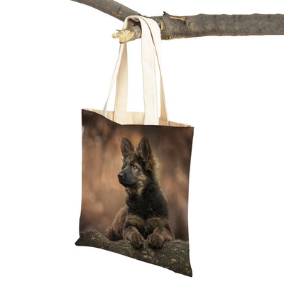 Τσάντες ώμου German Shepherd Both Sides Fashion Lady Shopping Πτυσσόμενες Casual Pet Dog Γυναικεία τσάντα ταξιδιού Tote τσάντα
